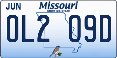 MO license plate OL2O9D