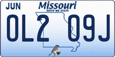 MO license plate OL2O9J