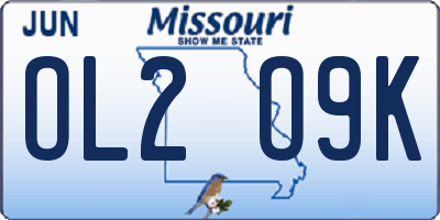MO license plate OL2O9K