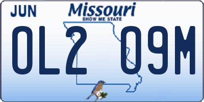 MO license plate OL2O9M
