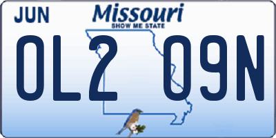 MO license plate OL2O9N