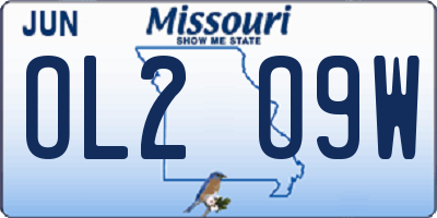 MO license plate OL2O9W