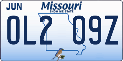 MO license plate OL2O9Z