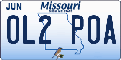 MO license plate OL2P0A