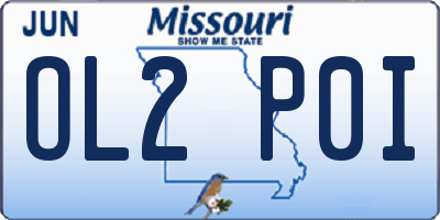 MO license plate OL2P0I
