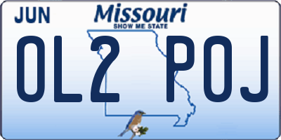 MO license plate OL2P0J
