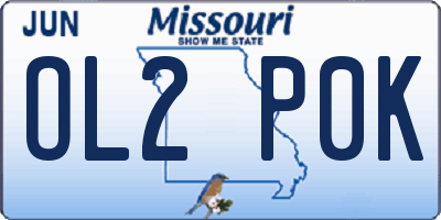 MO license plate OL2P0K