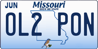 MO license plate OL2P0N