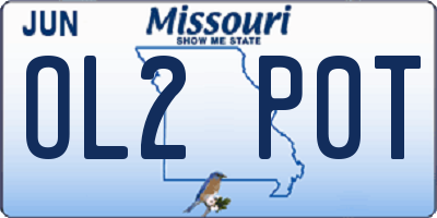 MO license plate OL2P0T