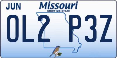 MO license plate OL2P3Z