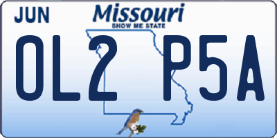 MO license plate OL2P5A