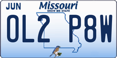 MO license plate OL2P8W