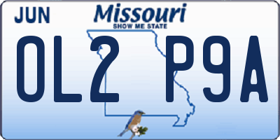 MO license plate OL2P9A