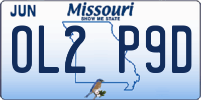 MO license plate OL2P9D