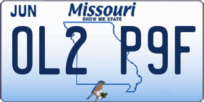 MO license plate OL2P9F
