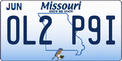 MO license plate OL2P9I