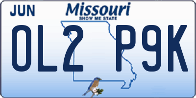 MO license plate OL2P9K
