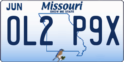 MO license plate OL2P9X