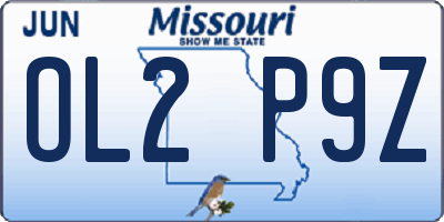 MO license plate OL2P9Z