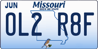MO license plate OL2R8F