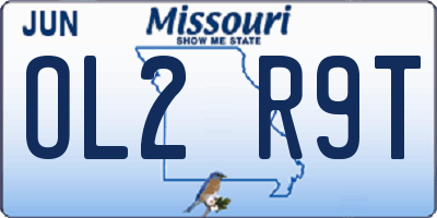 MO license plate OL2R9T