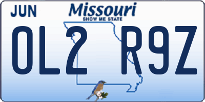 MO license plate OL2R9Z