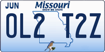 MO license plate OL2T2Z