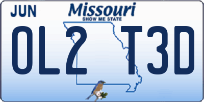 MO license plate OL2T3D