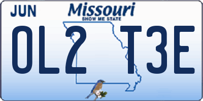 MO license plate OL2T3E