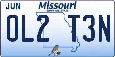 MO license plate OL2T3N