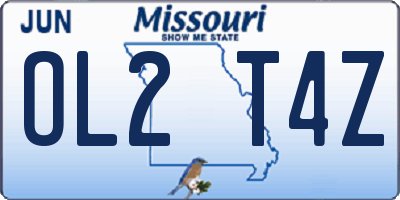 MO license plate OL2T4Z