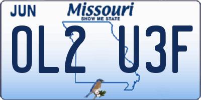 MO license plate OL2U3F