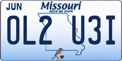 MO license plate OL2U3I
