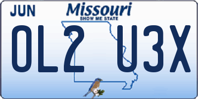 MO license plate OL2U3X