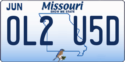 MO license plate OL2U5D