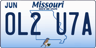 MO license plate OL2U7A