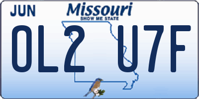 MO license plate OL2U7F