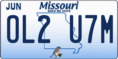 MO license plate OL2U7M