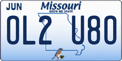 MO license plate OL2U8O
