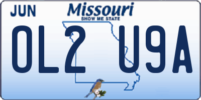 MO license plate OL2U9A