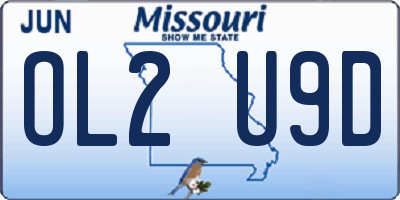 MO license plate OL2U9D
