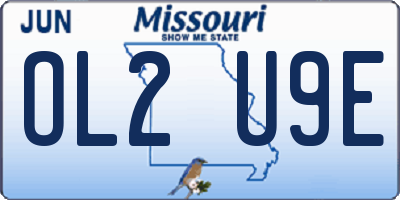 MO license plate OL2U9E