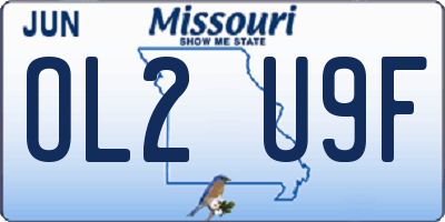 MO license plate OL2U9F