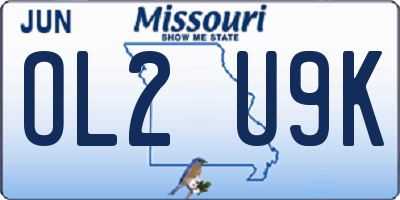 MO license plate OL2U9K
