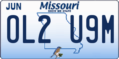 MO license plate OL2U9M