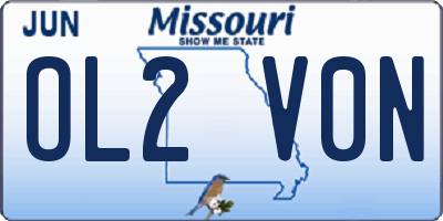 MO license plate OL2V0N
