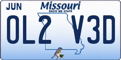 MO license plate OL2V3D