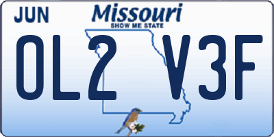 MO license plate OL2V3F