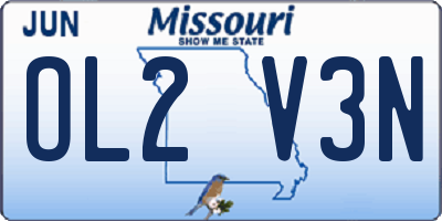 MO license plate OL2V3N