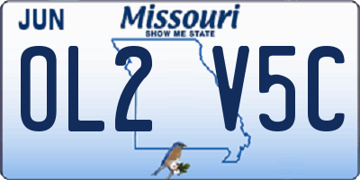MO license plate OL2V5C